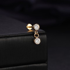 1/2Pcs Stainless Steel Threaded Stud Earrings CZ Dangle Helix Conch Piercings