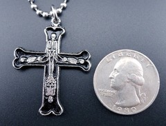Skeleton Cross Necklace Stainless Chain New Pendant Vintage 1991 Skull Bones