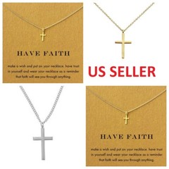 Buy 1 get 1 Free! Women Gold Silver Color Cross Shape Pendant Chain Necklace
