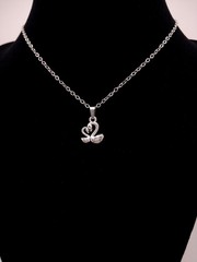 Tiny Double Swan Charm Pendant Necklace Simple Minimalist Gift Silver Toned