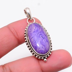 Purple Charoite Gemstone 925 Sterling Silver Jewelry Pendant 1.77″ P1087812423