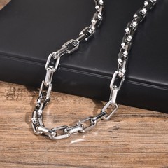 Stainless Steel Necklace Rectangular Link Chunky Heavy Chain Men Jewelry