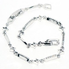 Pretty Silver White Gold Filled Clear CZ Star Bar Link Tennis Style Bracelet 7/8
