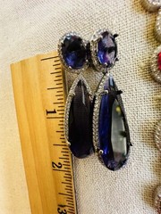 CZ Navy Blue Sapphire Teardrop Gem Bridal Indian Necklace Earring Jewelry Set