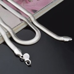 6mm Men Woman 925 Silver Plated Flat Snake Chain Necklace Sparkling 16-24”
