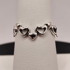 NEW 925 Sterling Silver Hearts Ring 4.5mm Size 5