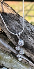 Channel Set Stack Cubic Zirconia Pendant 18″ chain Genuine .925 Sterling Silver