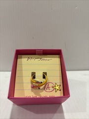 Betsey Johnson Curved Yellow Pencil & Pink Eraser Wrap Ring Size 7.5 NWT & Box