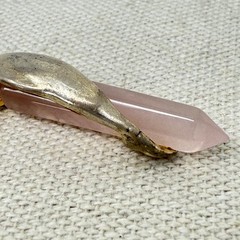 Dolphin Crystal Point Pendant Sterling Silver Rose Quartz Pink Spring Color