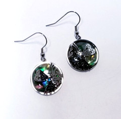 Abalone Shell Dragonflies Earrings in Stainless Steel 1.00 ctw