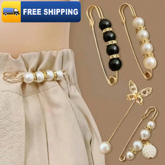 4PCS Adjustable Waist Buckle Pin Set Modern Rhinestone Butterfly Brooch Button