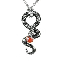 Snake Necklace Stainless Steel necklace pendant with Red Agate By Controse