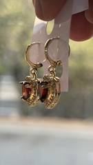 Red Heart Shaped Stud Earrings! Elegant And Cute. 14K Gold Plated! For Daily Use