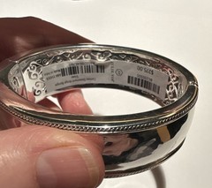 Julie Vos Wide Silver Plate Hinged Cuff Bangle Bracelet