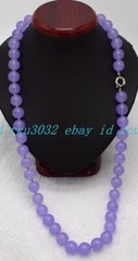 Natural 8mm 10mm 12mm Lavender Purple Jade Round Gemstone Beads Necklace 36″ AAA