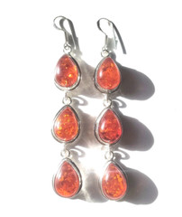 Baltic Amber (Lab-Created)Gemstone 925 Sterling Silver Handmade Jewelry Earrings