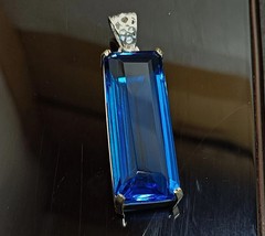 74.10 Ct Certified Natural Blue Topaz 925 Solid Silver Pendant Loose Gemstone