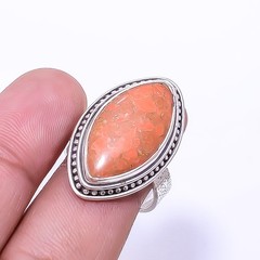Red Turquoise 925 Sterling Silver Handmade Ring S.9 R926117522, Christmas Gift