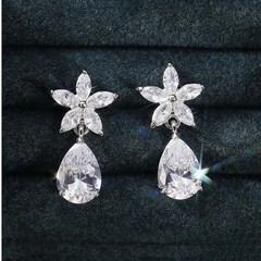 2Ct Pear Cut Simulated Diamond Drop Dangle Earrings 14k White Gold Plated