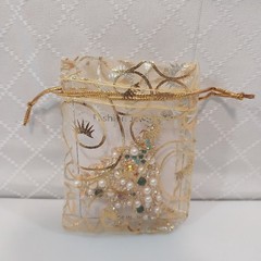Christmas Tree Brooch Pin 2.25 in w/ decorative gift bag