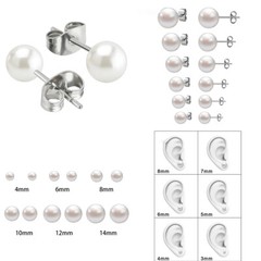 US 6-12 Pairs Faux Pearl Stud Earrings Set Silver Stainless Steel Hypoallergenic