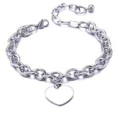 Stainless Steel heart charm bracelet 18 cm(7.09 in) plus 5 cm(2 in) ext