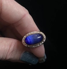 Park Lane VELOCITY RING – Gold & BLUE w/ Swarovski – Rare – Size 10 – Sparkling!