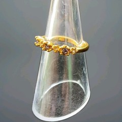 Pinky Ring, 14K Gold Plated Band Ring w/ Blue & White Zarconia Inlayed Stones