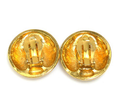 CHANEL Earrings Alphabet Logo Gold Tone Metal Clip-on Stamped Authentic