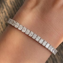 4x6mm Radiant Cut Moissanite Tennis Bracelet D Color Passes Tester S925 Silver