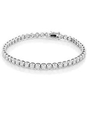 18k White Gold Plated Bezel Cubic Zirconia 4mm Round Cut Tennis Bracelet – 7.5″