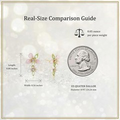 Double Flower Dangle Drop Stud Earrings for Women, Cute Pink White Leaf Floral R