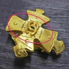 CHANEL Gold Plated CC Logos Cross Vintage Clip Earrings #1299c Rise-on