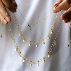 Vintage Lace Pearl Tassel Choker, 14K Gold Filled Natural Freshwater Necklace