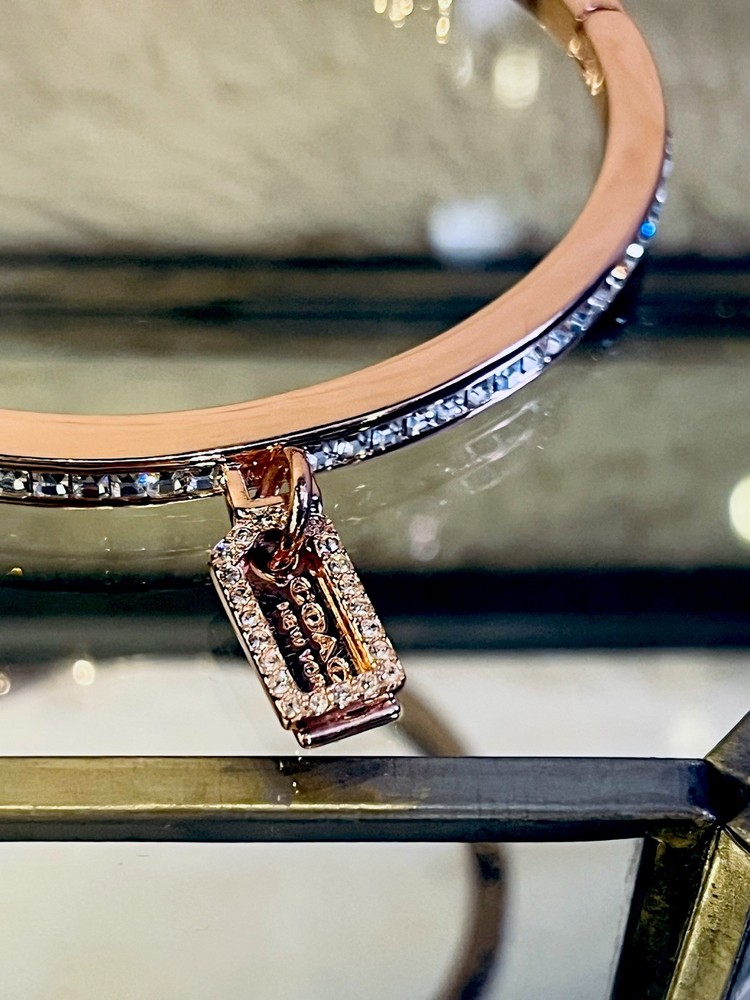 COACH – Rose Gold Cubic Zirconia Bangle Bracelet for Women