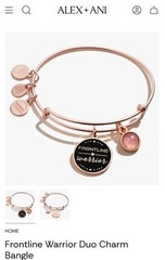 Alex and Ani ” Frontline Warrior ” Rose Gold Duo Charm Bangle Bracelet 🔆 New