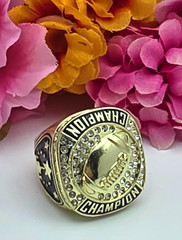 Gold Tone Football Championship Ring Dome Style Size ~11 (30mm Face)