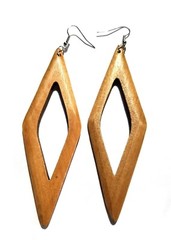 GEOMETRIC WOOD BOHEMIAN EARRINGS 4 INCH L LIGHTWEIGHT EARRINGS BLACK OR BROWN
