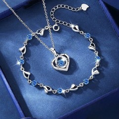 Gorgeous Silver Plated Necklace Pendant Women Cubic Zircon Jewelry Lab-Created
