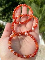 8mm Red Carnelian Gemstone Beaded Bracelet Healing Reiki Gift Unisex Good Luck