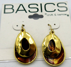BASICS BY CROFT & BARROW gold tone Layered big long dangle pierced pair earrings
