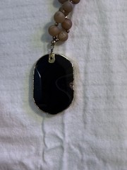 J. Jill Artisan Beaded Statement Necklace with Black Agate Geode Pendant – Boho