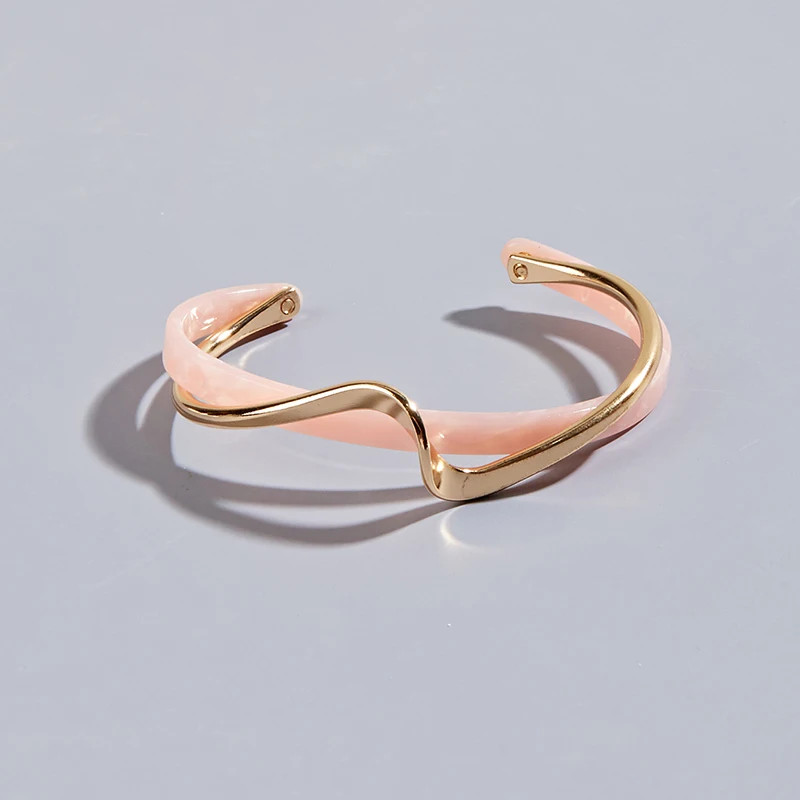 White Acrylic Bracelets Board Bend Metal Bangles Womens Hand Bracelets Geometric