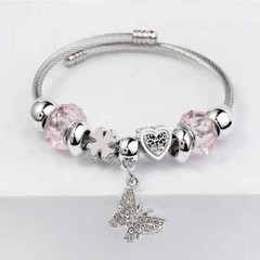 USA Seller New Asymmetrical Plating Bangle Artificial Gemstone Charm Bracelet