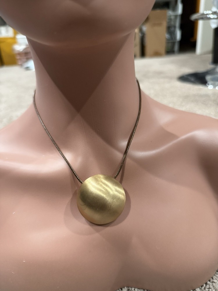 Gold Pendant Circle Necklace Dome Chunky Statement