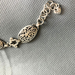 Retired Brighton Song Bird Filigree Bracelet Silver Oval Links Vintage Rare