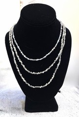 Hand Made Beaded Necklace Triple Layer Colors Silver Black Gray