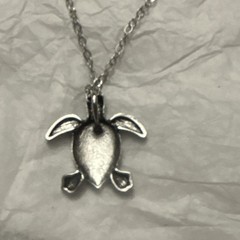 Silver Tone Blue Enamel Nautical Turtle Necklace Pendant & Dangle Earrings Set