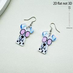 2D Flat – 9 Pairs of Cute Cartoon Colorful Acrylic Dog Pendant Earrings