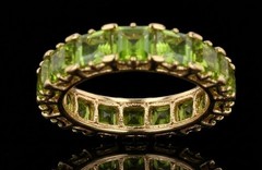 925 Sterling Silver Ring, Square Cut Green Gemstone Wedding Band,